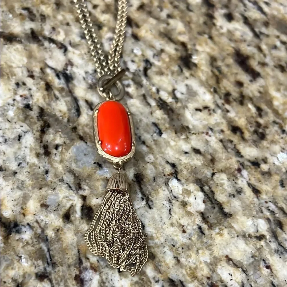 Elegant Gold and Red Pendant Necklace